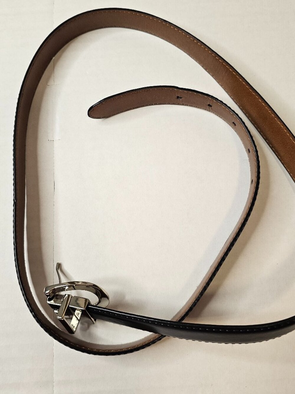 Woman's Reversible Belt, Plus Size 2X, Silver tone Hardware, Dressy